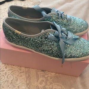 Kate spade glitter blue keds size 8 Worn once!